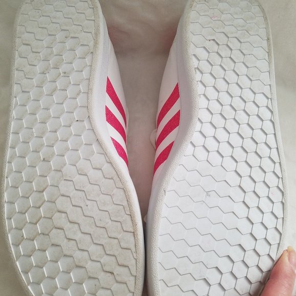 ADIDAS GRAND COURT SHOES White/Glitter Pink sz 7 - Picture 2 of 5